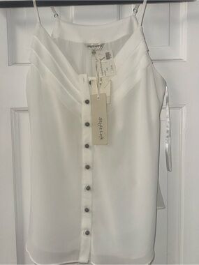 NWT Style Loft White Button Front Tank Top Size Small